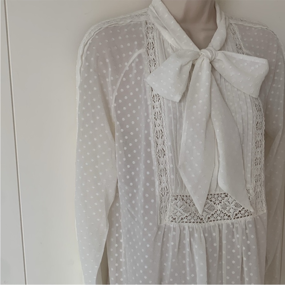 Somerset By Alice Temperley Ivory Dot Sheer Long Sleeve Kate Middleton Blouse 6 - Picture 8 of 14